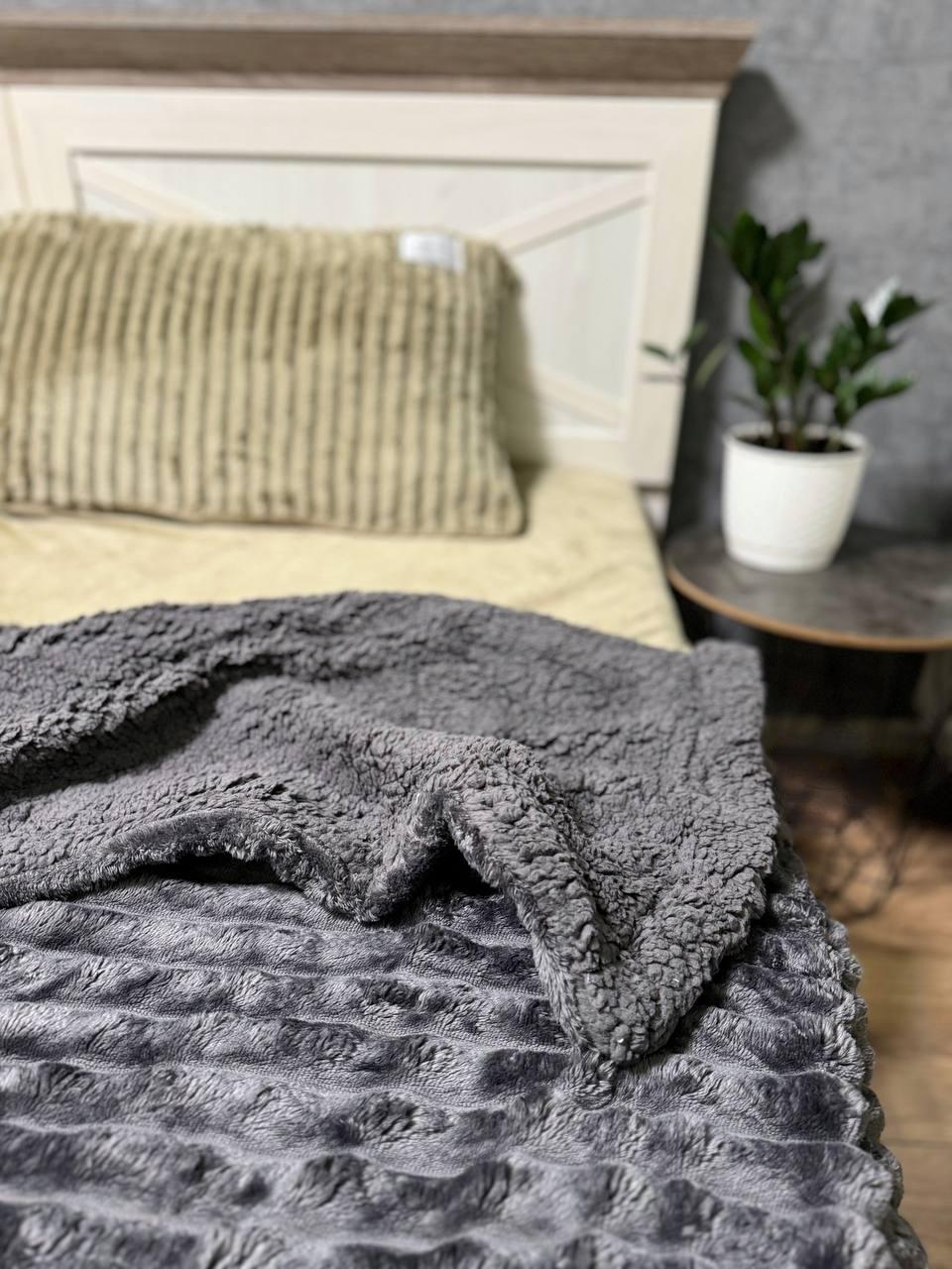 Покрывало-плед Овчина евро 200х220 см Графитовый - фото 2 Покрывало-плед Овчина евро 200х220 см Графитовый - фото 2