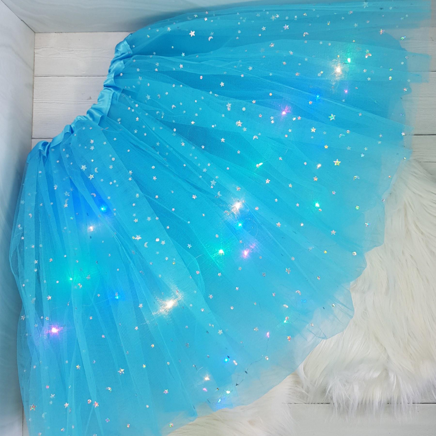 Юбка для девочки с LED-подсветкой 3 слоя фатина 40 см Голубой (2662257300)