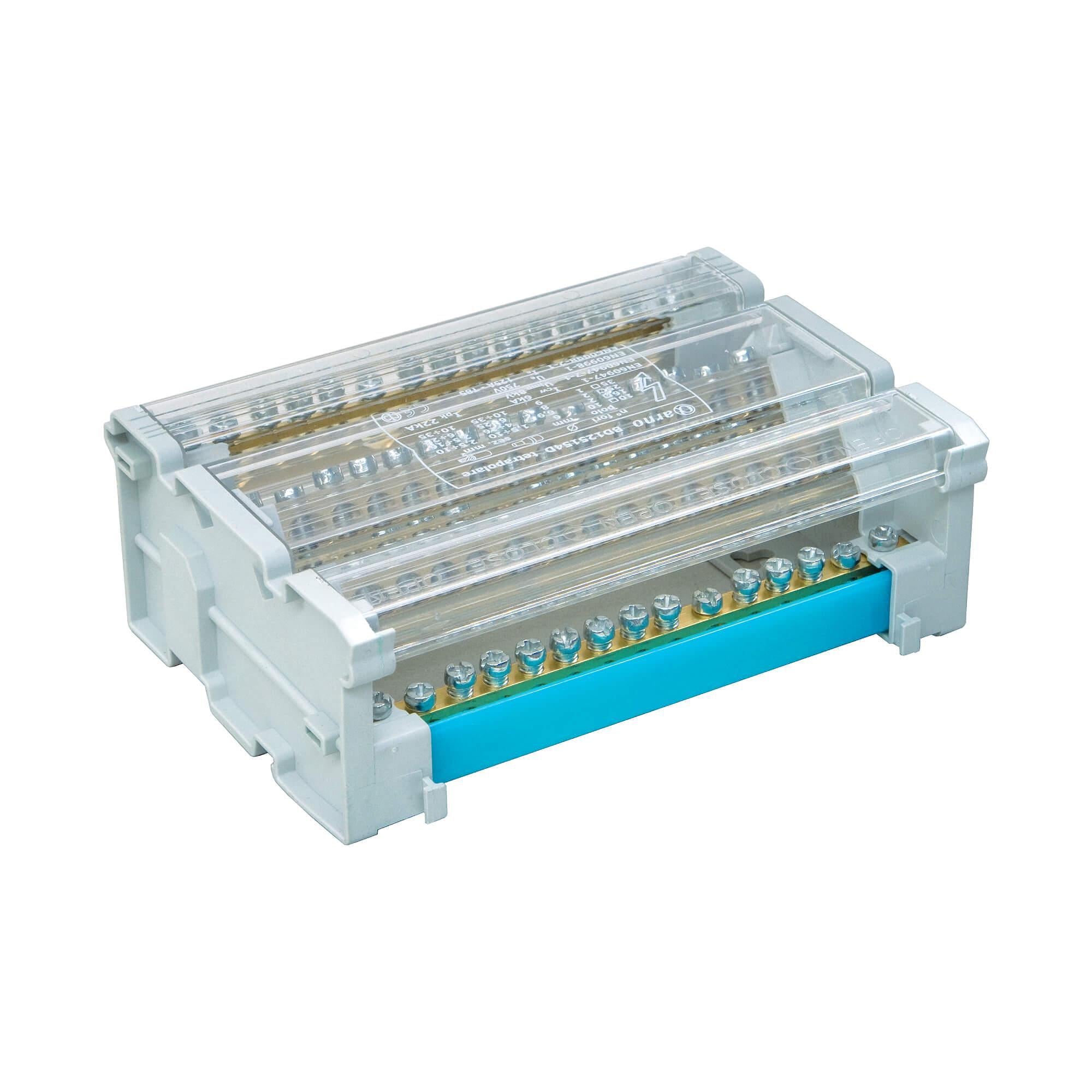 Шина нулевая/кросс-модуль ДКС Quadro 4х15 отверстий 125А на DIN-рейку (BD125154)
