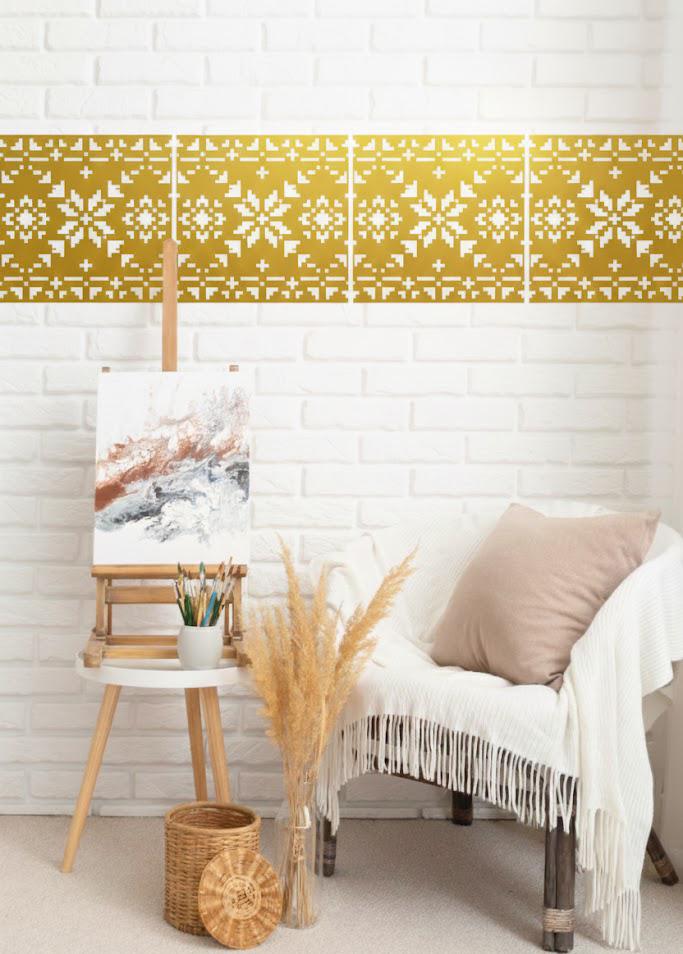 Набор зеркальный декор DFA Вышиванка для стен и мебели 4 шт. Золотой (YA00090-2-G)