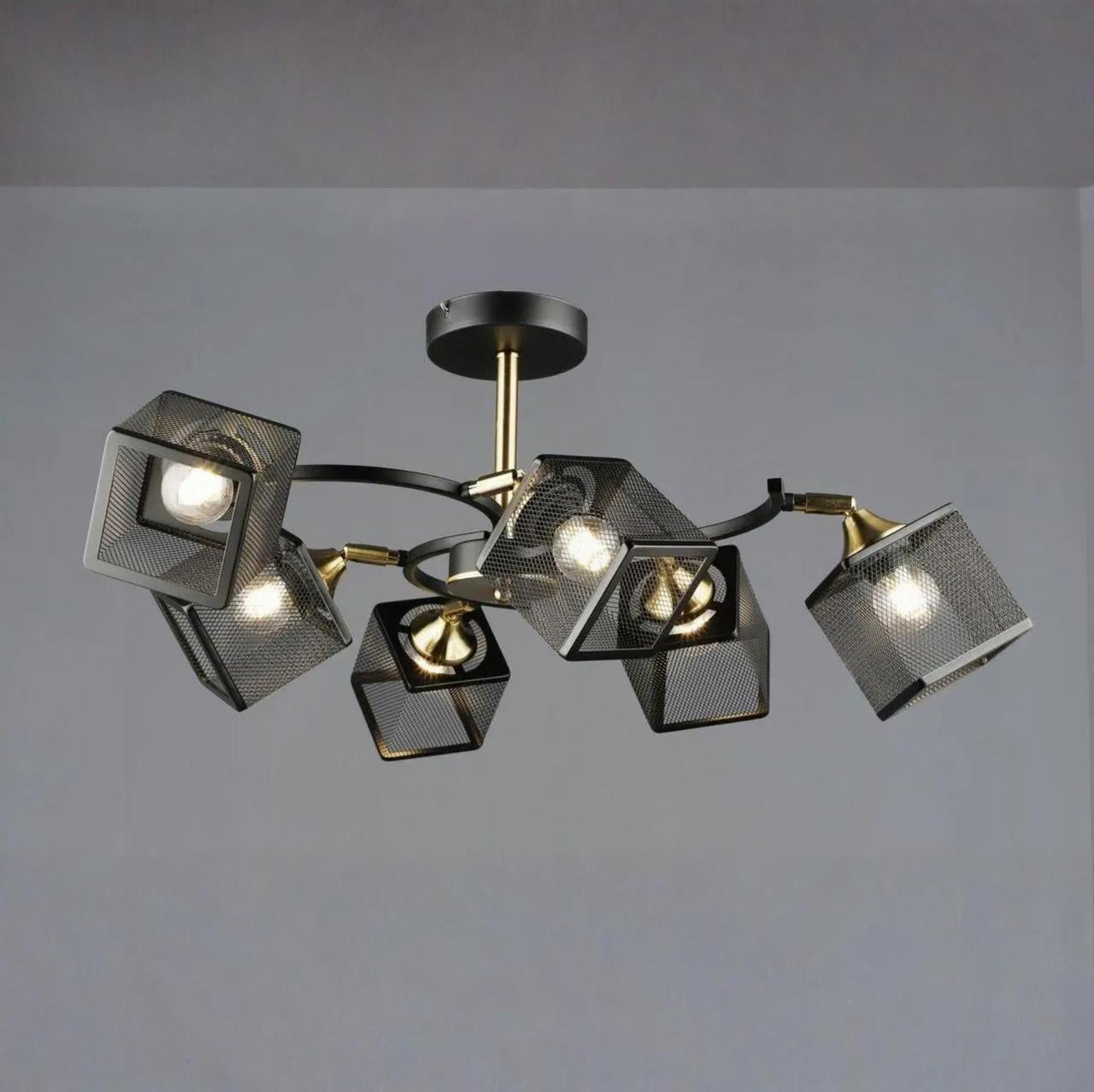 Люстра Sirius на шесть металлических плафонов под лампу Е27 Черный/Медный (N6606/6)