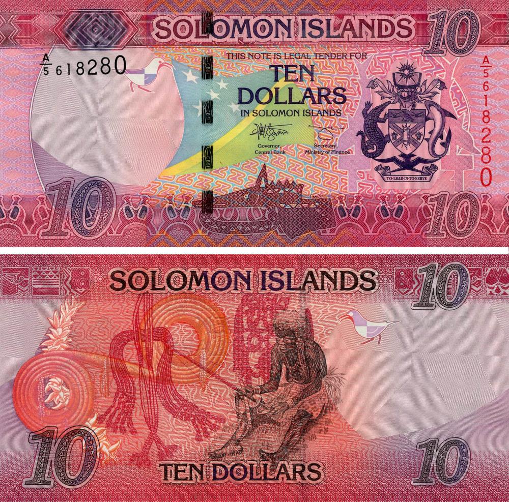 Коллекционная банкнота Соломоновы острова 10 долларов 2017 2022 UNC P332 (Б18999)