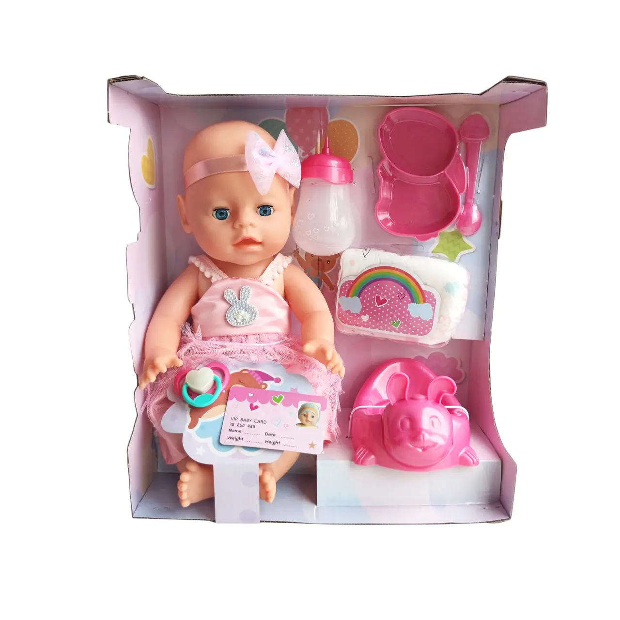 Пупс функциональный Ест/ходить на горшок/закрывает глаза/музыкальный горшок с аксессуарами 35 см (YL 1972 M)