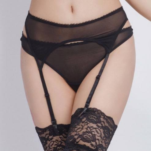 Пояс для чулок в сетку женский L Черный (012512) - фото 6