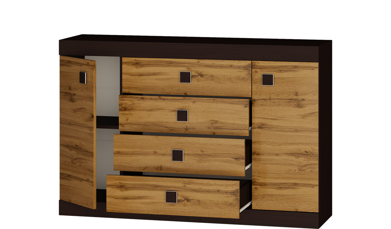 Комод Эверест Соната-8 на 4 ящика и 2 дверци 140х38х93 см Венге темный/Белый (EVR-2015)