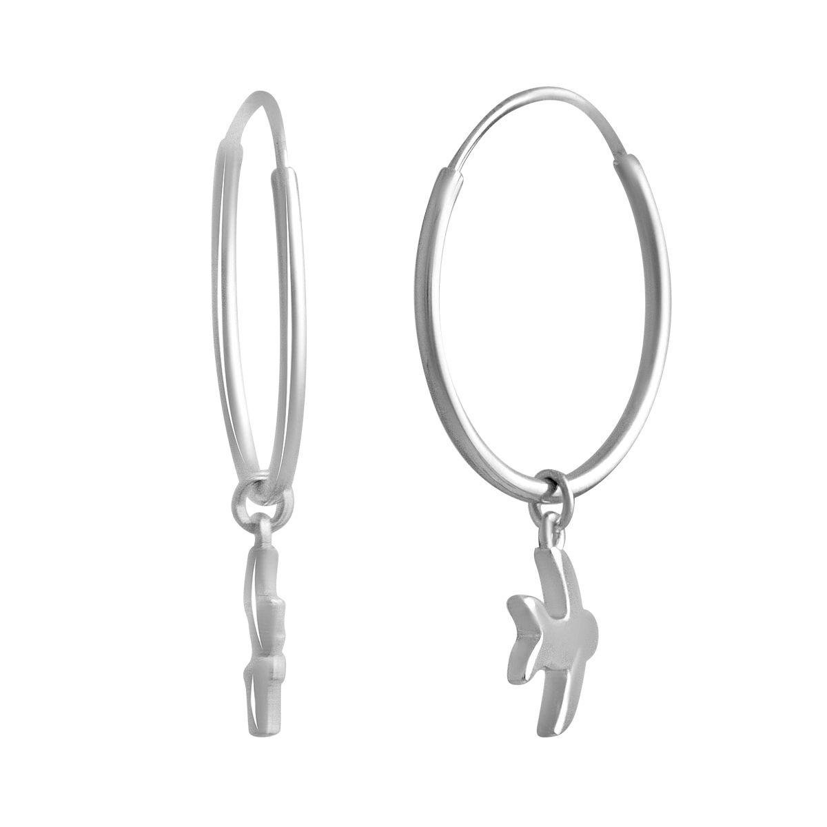 Срібні сережки-кільця з підвіскою у формі птаха Срібні сережки-кільця з підвіскою у формі птаха