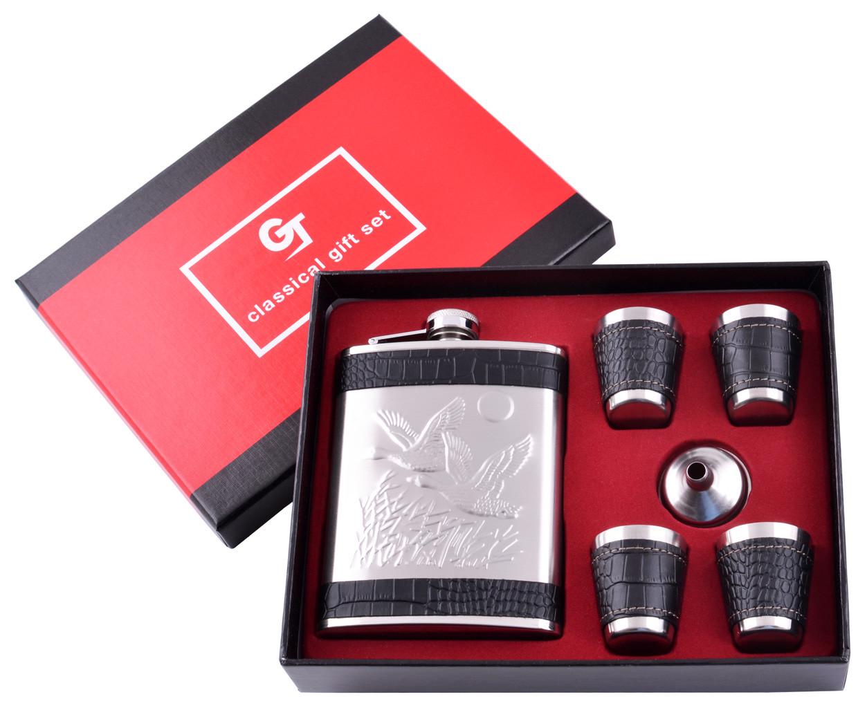 Набір фляга та 4 стопки Качечки 240 мл Нержавіюча сталь