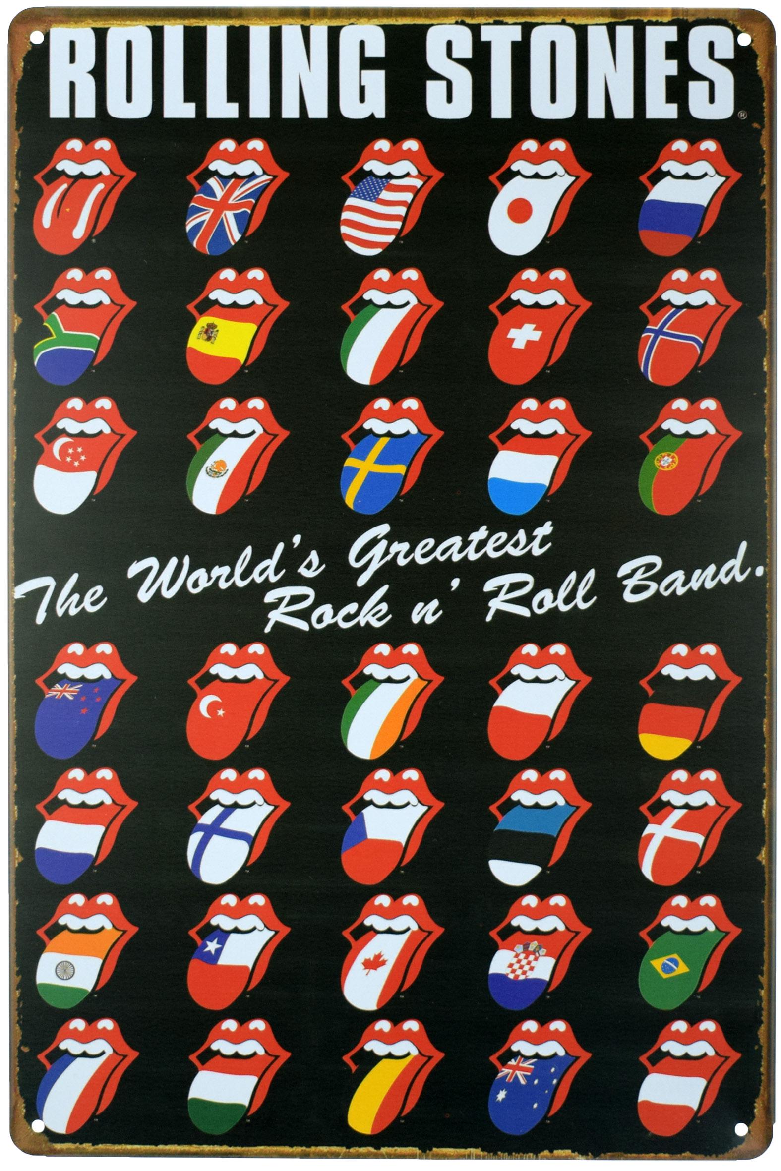 Табличка металлическая The Rolling Stones Величайшая В Мире Рок-н-Ролльная Группа 20x30 см