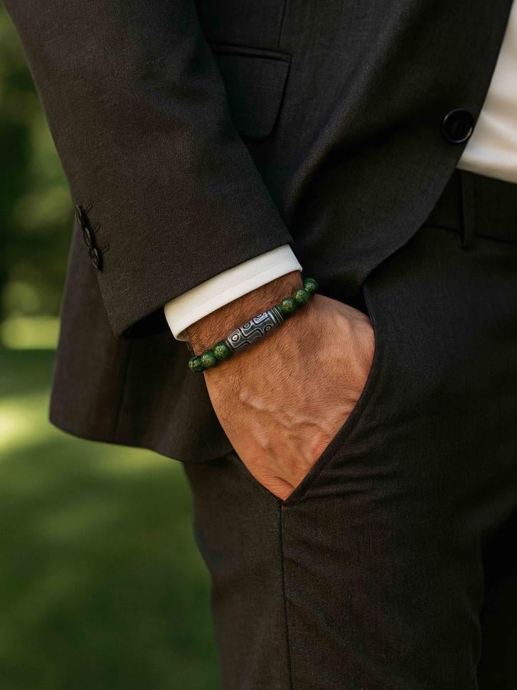 Браслет мужской из камней яшма кабамба и ди (4897)