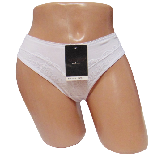 Женские трусики слипы Ouno 6122 с кружевом впереди L-XL Белый (1726310979)