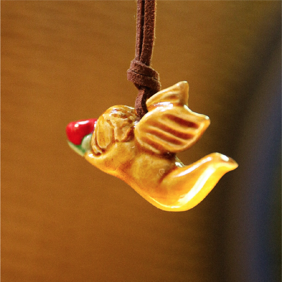 Підвіска на шию Янгол з червоною квіткою