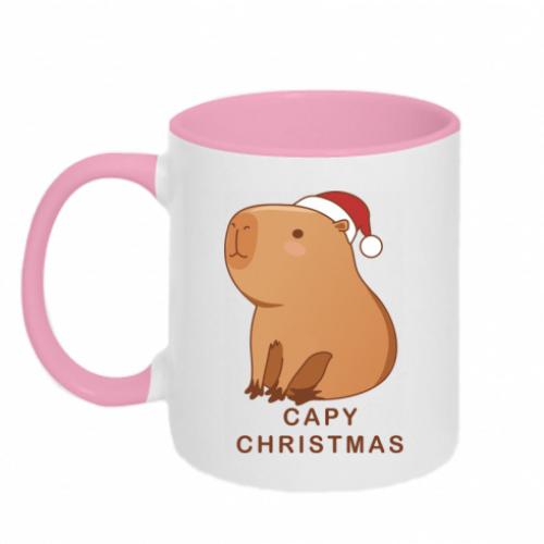 Чашка двухцветная Capy Christmas 320 мл Белый с розовым (15589442-47-192819)