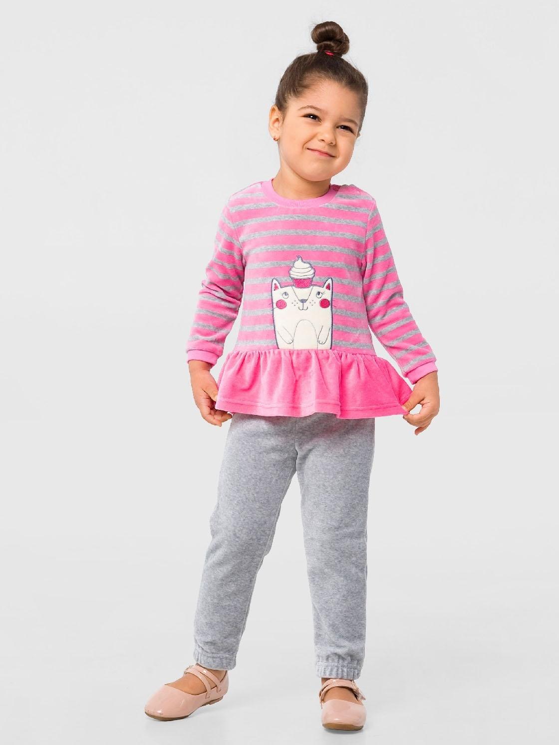 Туника Smil 80 см полоска Розово-серый (114785)