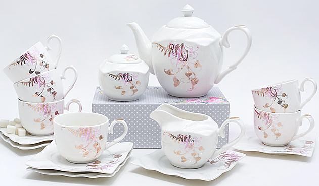Чайный сервиз Spoleto-12 из фарфора 220 мл 15 пр. (BD-384-B12)