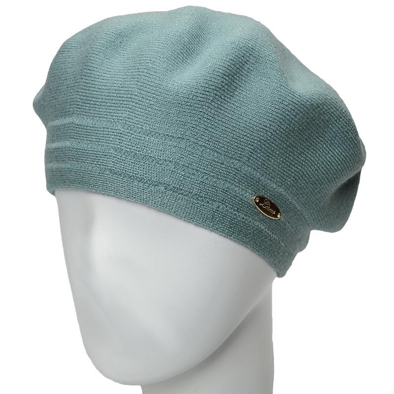 Берет женский Novita Шер из вискозной пряжи двойной L р. 57-58 Фисташковый (163832)