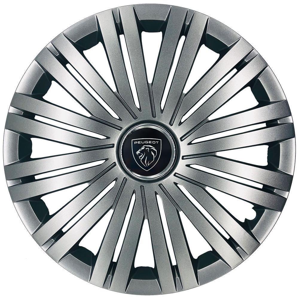 Колпаки SJS 100 с логотипом Peugeot NEW 4 шт. R13 Серебряный (2789080399)