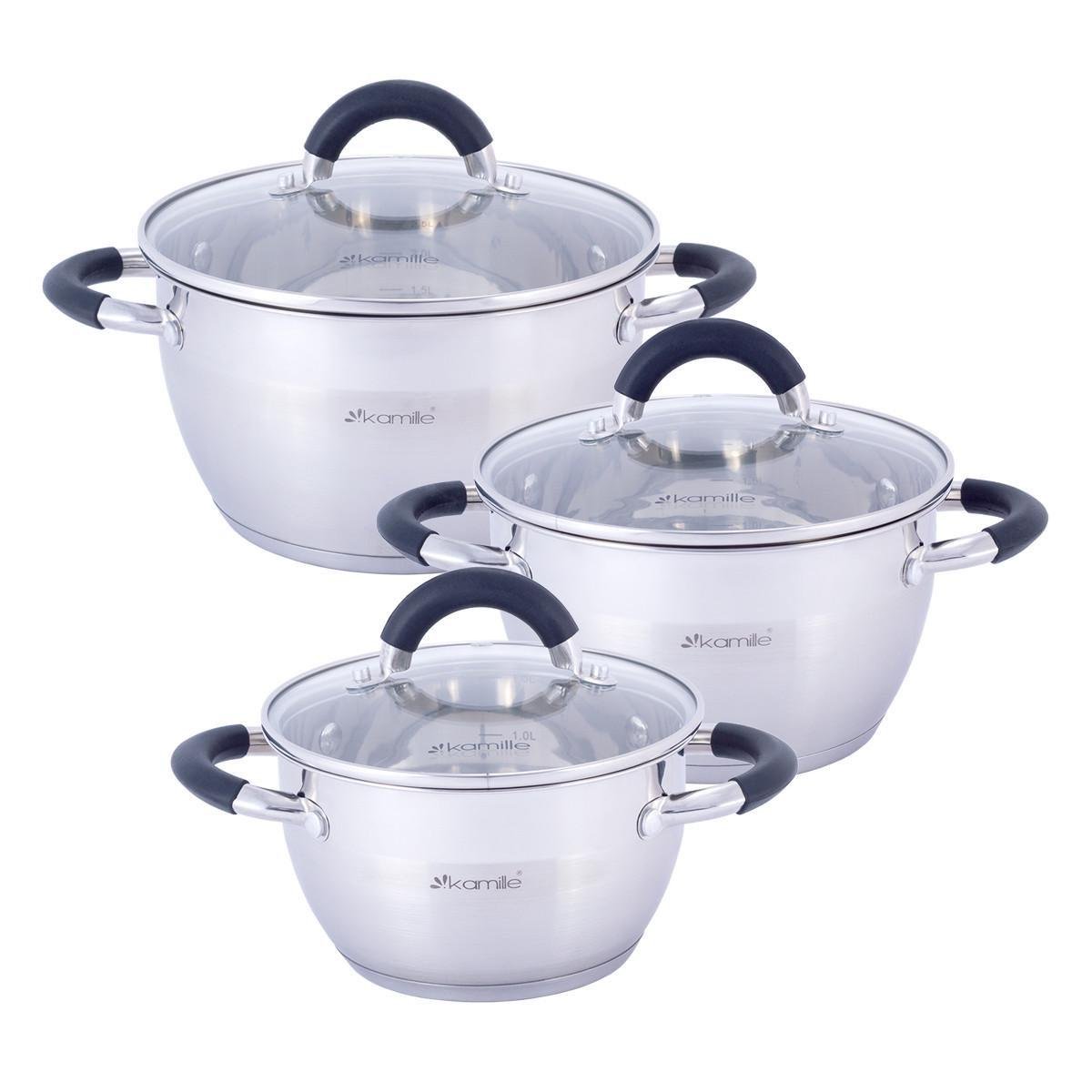 Набор кастрюль Kamille из нержавеющей стали 1,8/2,5/3,5 л (5754)