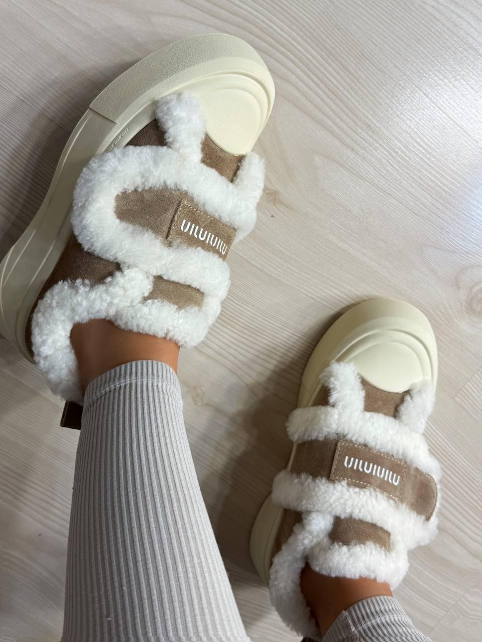 Кеди жіночі Hengji 15-3 з хутром та опушкою на липучці р. 37 Бежевий (5316) - фото 7