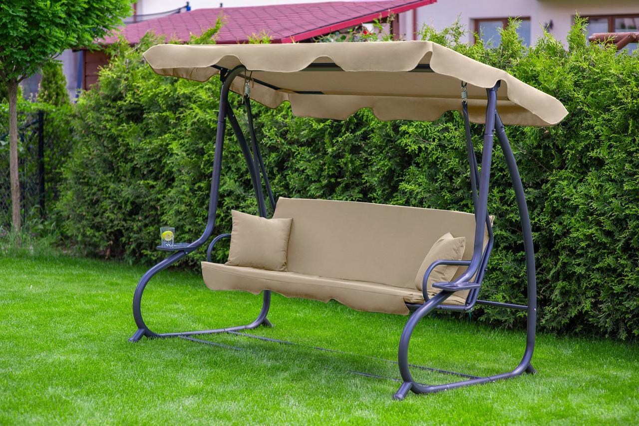 Гойдалка садова розкладна FunFit Relax Plus з тентом 230 см Beige - фото 6