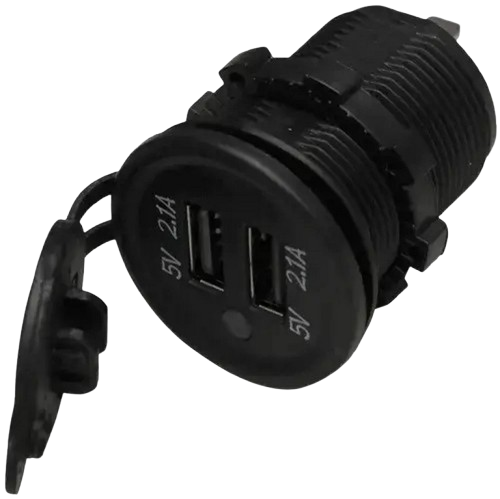 Гнездо 2хUSB 5V 2,1A синяя подсветка (5571) Гнездо 2хUSB 5V 2,1A синяя подсветка (5571)