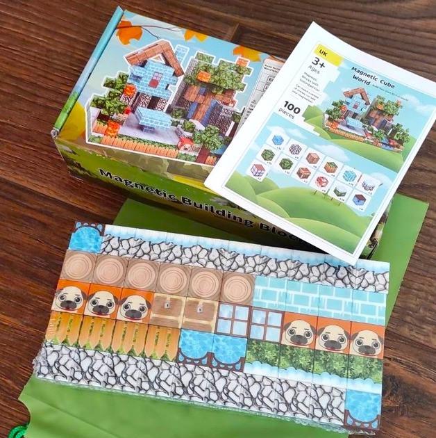 Конструктор магнітний Minecraft Будинок в саду з водоспадом 100 кубиків - фото 4 Конструктор магнітний Minecraft Будинок в саду з водоспадом 100 кубиків - фото 4