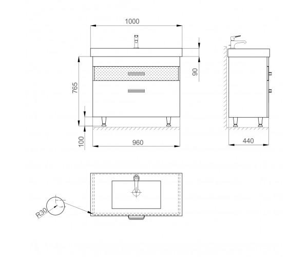 Тумба Sanwerk Сієрра з умивальником Принц 100 см Білий (MV0000452) - фото 3