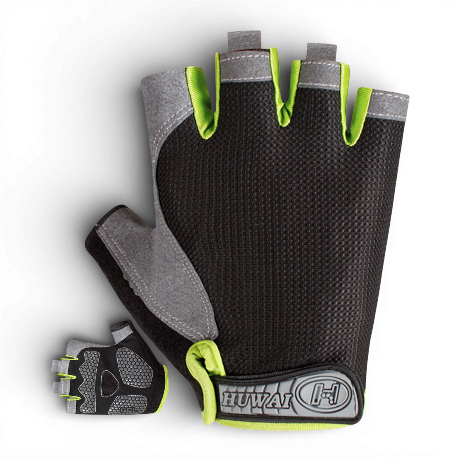 Перчатки без пальцев для спорта противоскользящие защитные M Зеленый (66_2_M_5C)