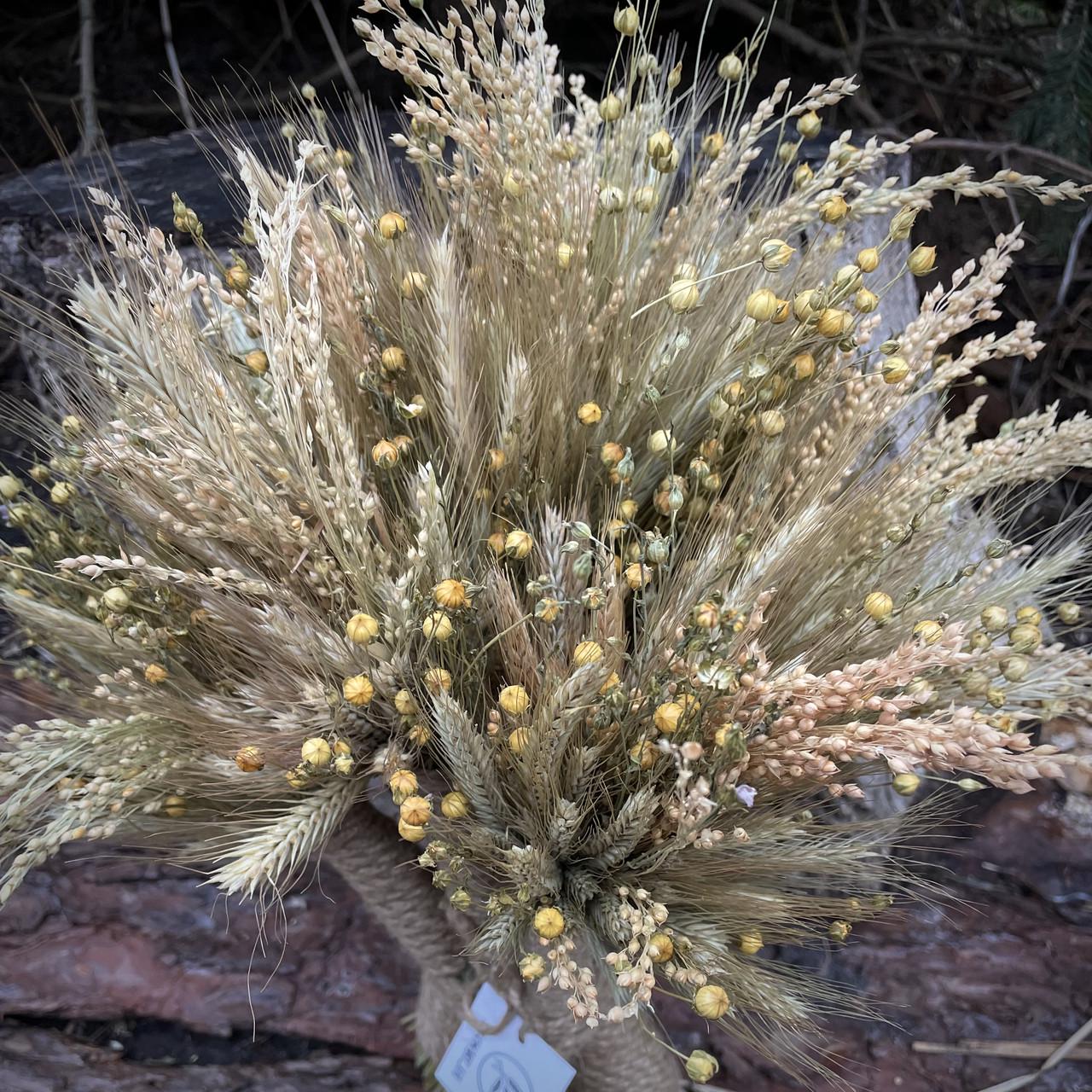 Рождественский дидух из ржаных колосьев и льна 45 см (1734444622) - фото 2