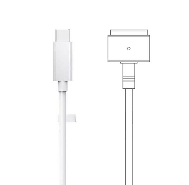 Зарядный кабель USB Type-C / MagSafe 2 (T-тип) 45W|60W|85W|100W для MacBook Air (2012–2017) / MacBook Pro 15" (2012–2015) / MacBook Pro 13" (2012–2015) - фото 3