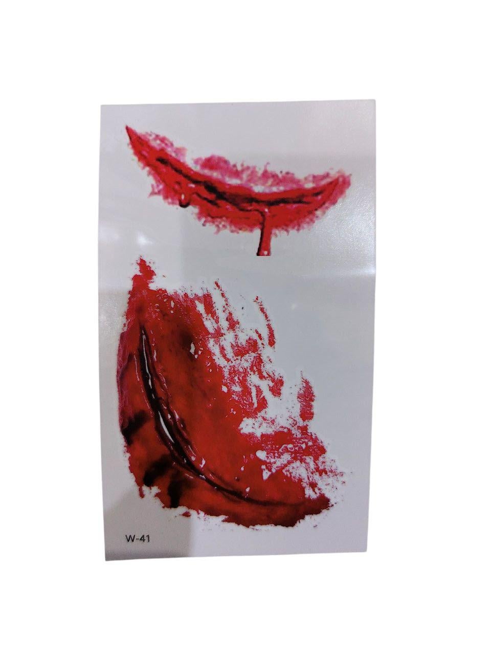 Наклейки тату на Хэллоуин раны кровавые 10x6 см Красный (900034)