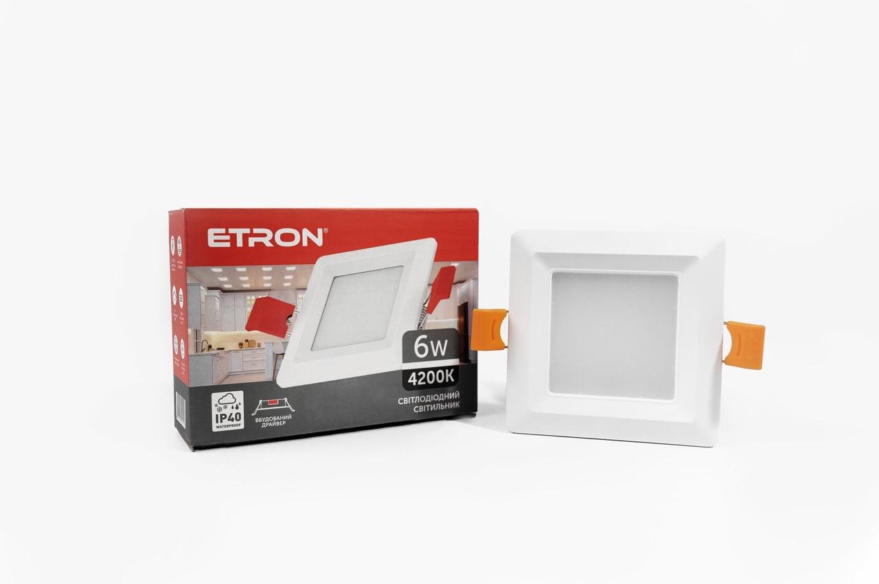 Светильник светодиодный ETRON Decor 1-EDP-672 квадрат 6 W 4200 K ІР40 (1-EDP-672)