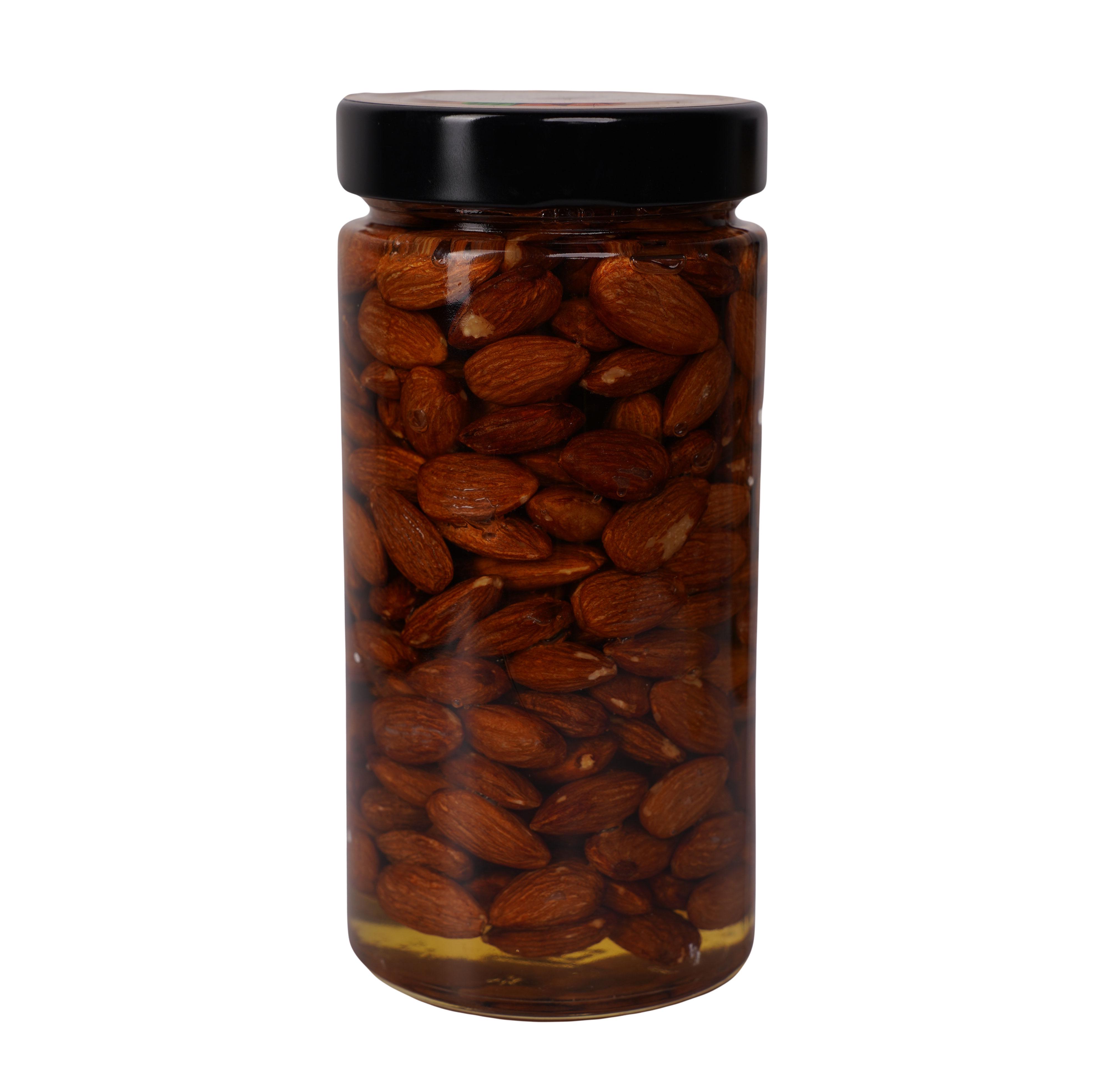 Мед акацієвий бджолиний з мигдалем Золотий Нектар у скляній банці український 700 г