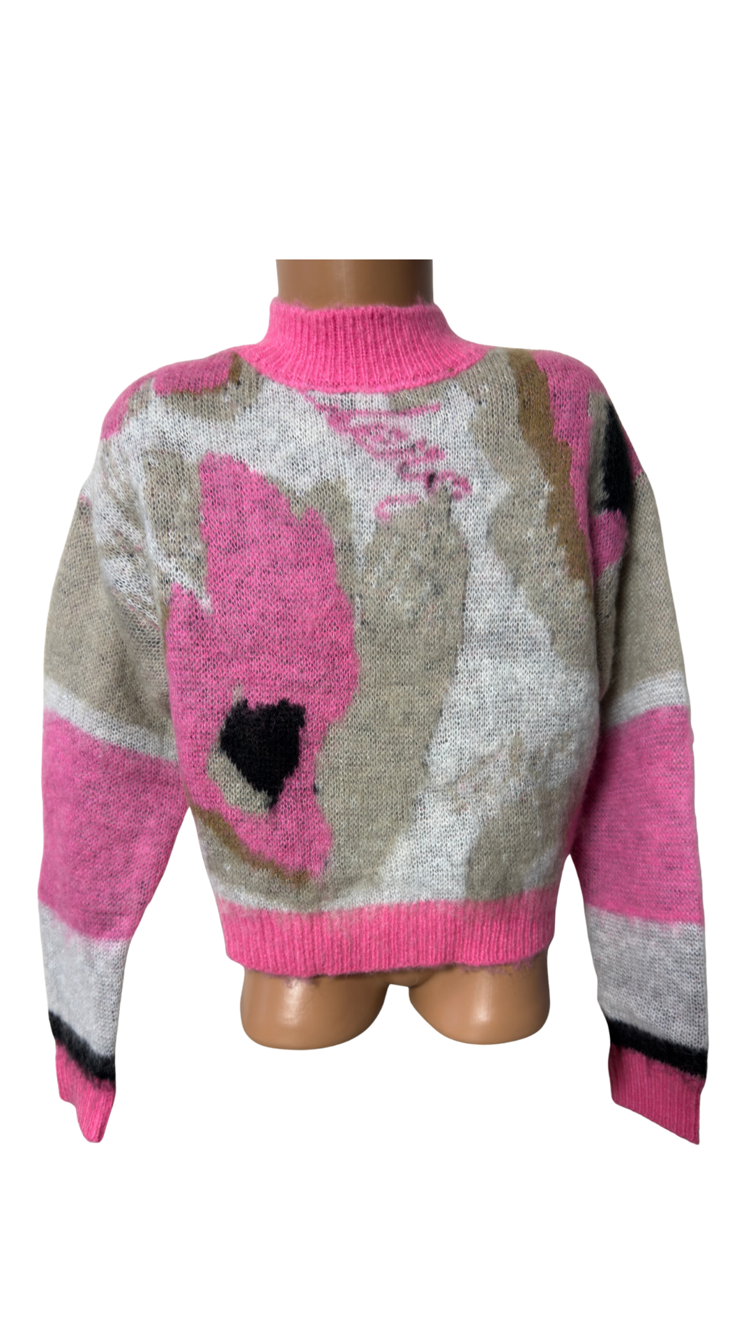 Светр для дівчинки Iceberg з абстрактним контрастним принтом 6–7 років 116/122 см Рожевий (4010017ISG/S)