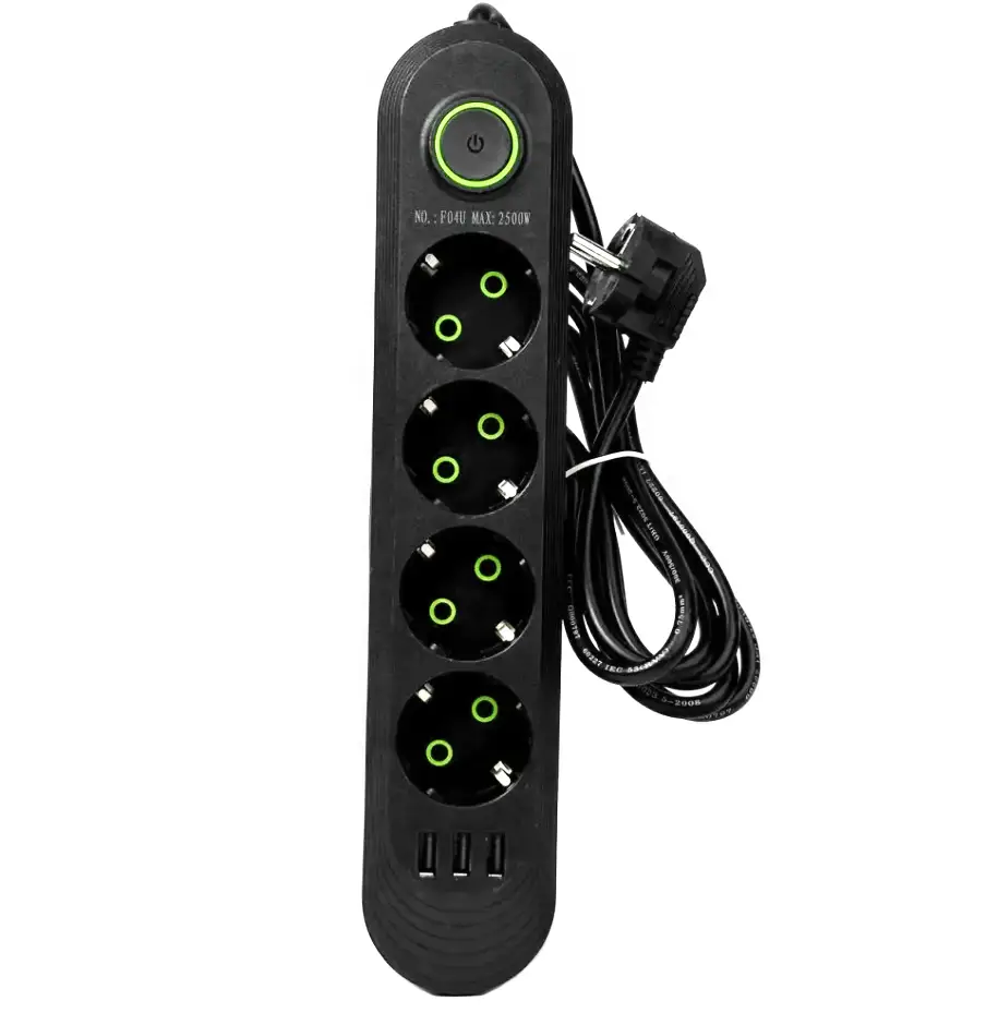 Фильтр-удлинитель сетевой UA Power F04U с 4 розетками и портами 3xUSB-A 6 м Black (30835570)