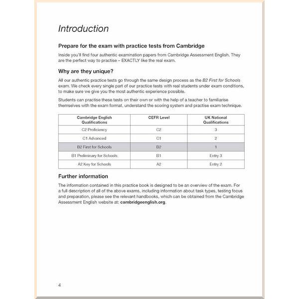 Книга Cambridge University Press "B2 First for Schools 4: Authentic Practice Tests with answers and Audio" (ISBN:9781108780100) - фото 3