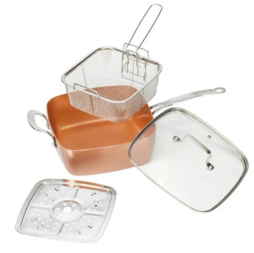 Сковорода глубокая с крышкой Unique UN-5251 фритюрница с антипригарным керамическим покрытием 24 см (UNQQ-001) - фото 5 Сковорода глубокая с крышкой Unique UN-5251 фритюрница с антипригарным керамическим покрытием 24 см (UNQQ-001) - фото 5