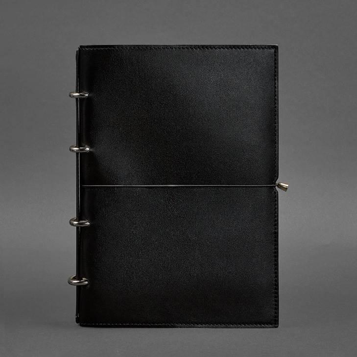 Блокнот кожаный Софт-бук 9.0 А4 на кольцах в мягкой обложке Черный глянец (A-027479) - фото 6