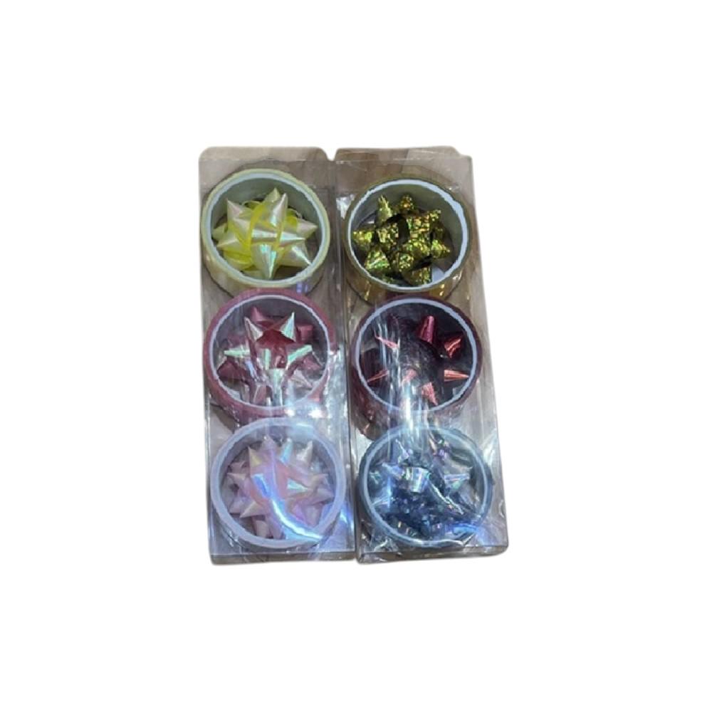 Набор праздничных лент Stenson R96078 с блестками 6 шт. 16,5х6 см Разноцветный (26074993)