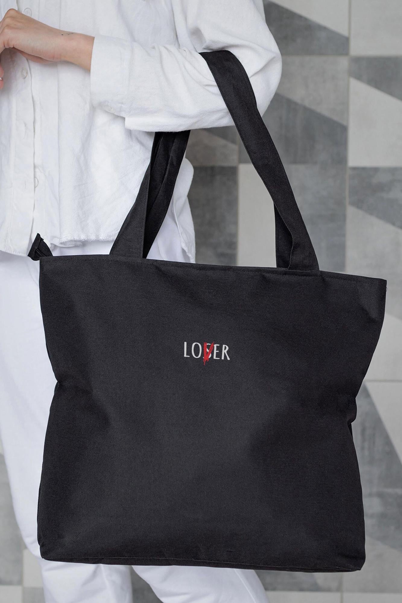 Шопер жіночий тканинний еко з принтом Lover Black (8055455)