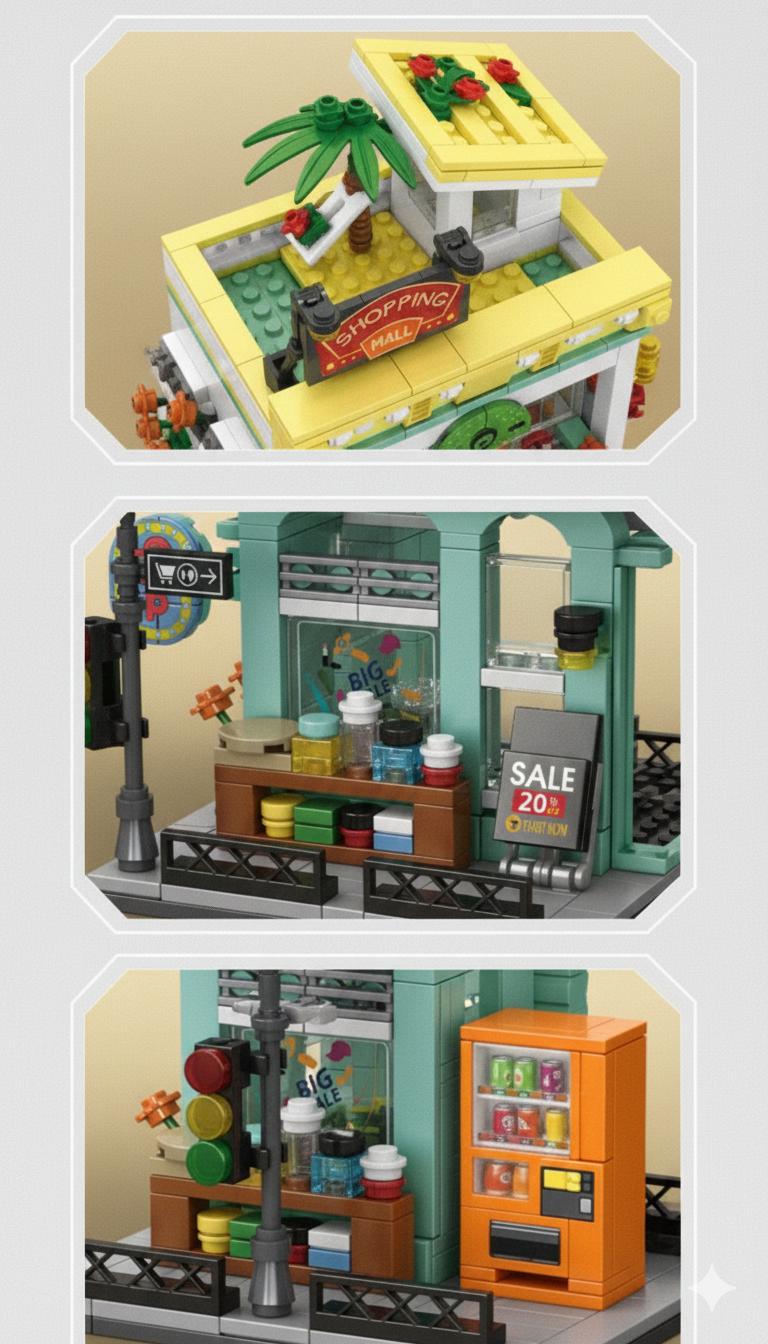 Дитячий конструктор Торговий центр Shopping Mall 745 деталей Різнокольоровий - фото 4
