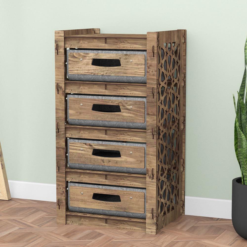 Комод в комнату деревянный Hexagonica Arabic на 4 ящика серые корзины 750х413х345 мм (111524) - фото 4 Комод в комнату деревянный Hexagonica Arabic на 4 ящика серые корзины 750х413х345 мм (111524) - фото 4