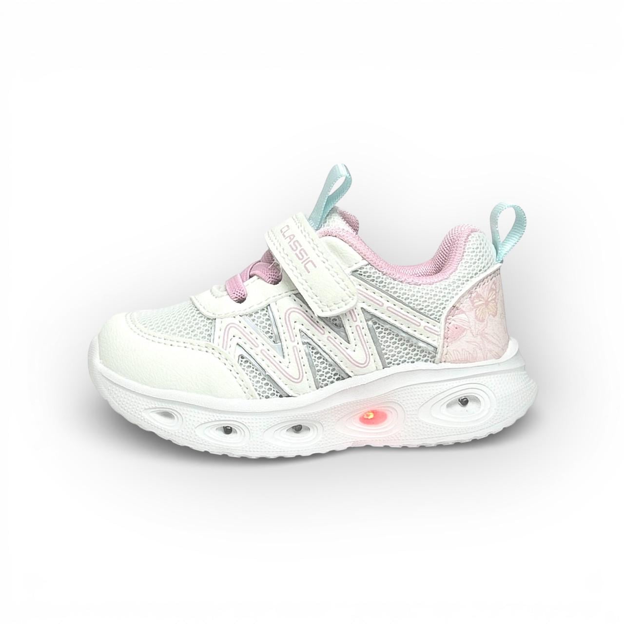 Кроссовки детские для девочки ТОМ.М с LED-подсветкой/кожаная стелька с супинатором р. 22-14,5 см Белый (32899112)