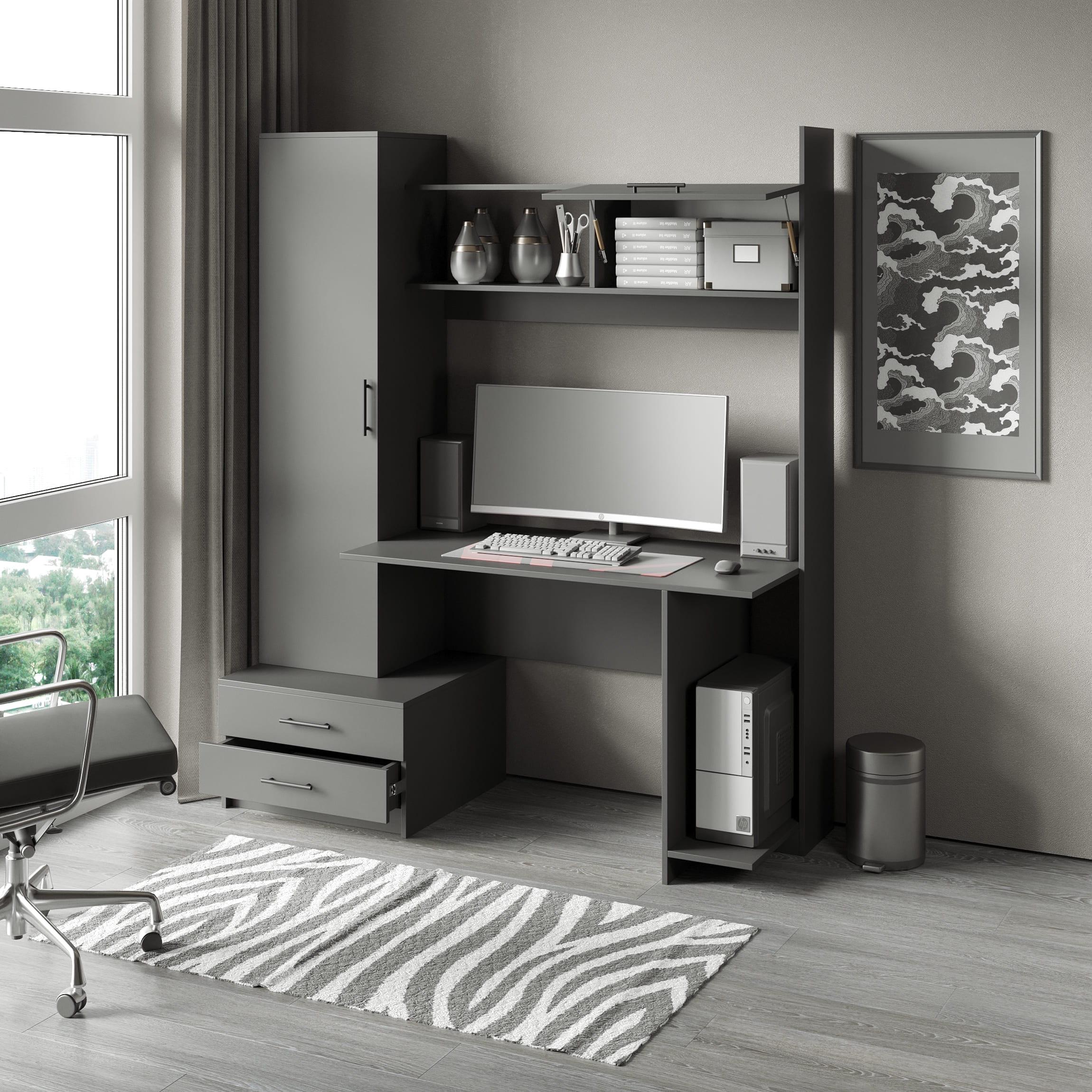 Стол компьютерный с пеналом и надстройкой Антрацит (380196)