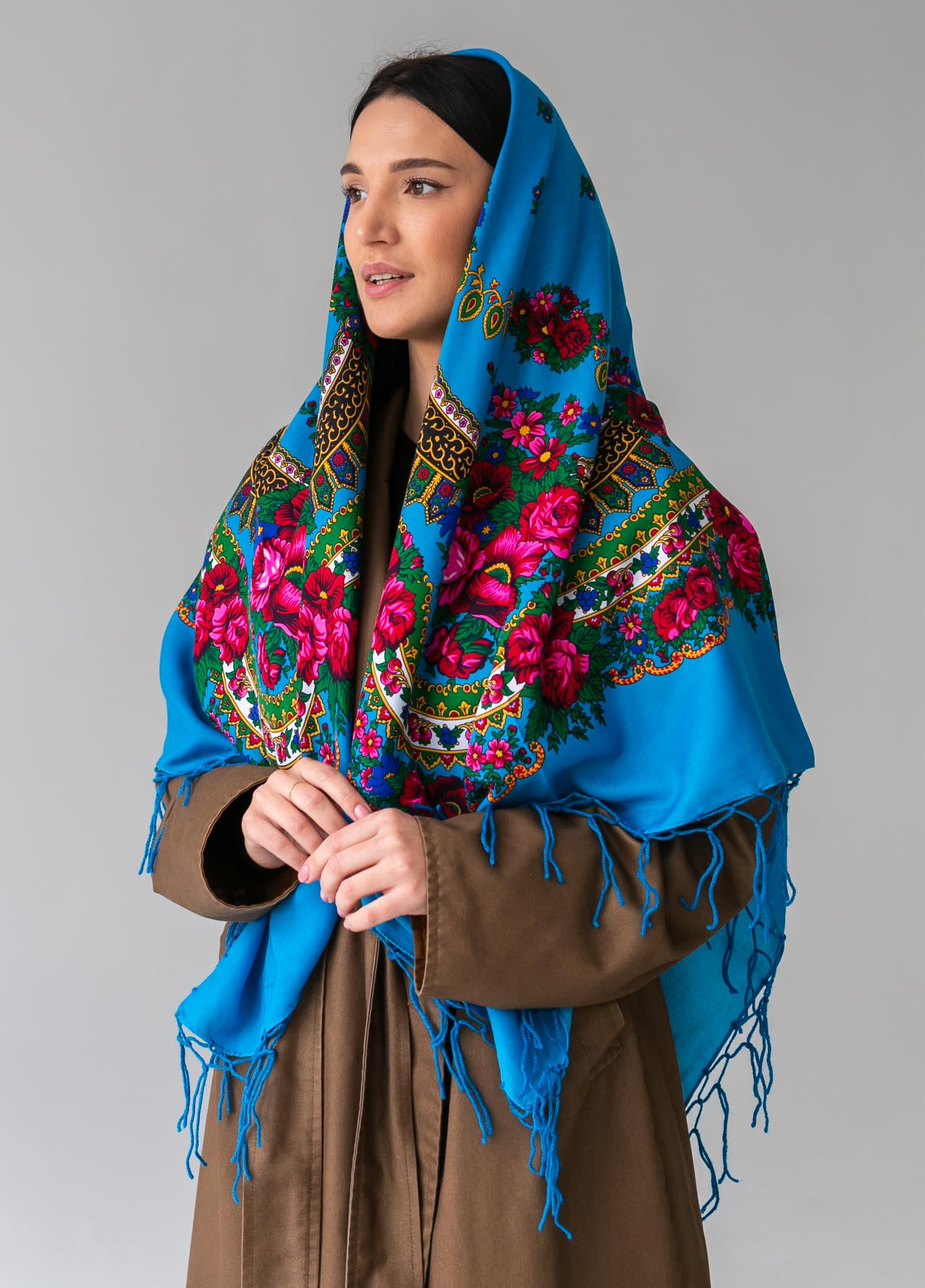 Платок шерстяной с бахромой 120х120 см (С12040-9) Платок шерстяной с бахромой 120х120 см (С12040-9)