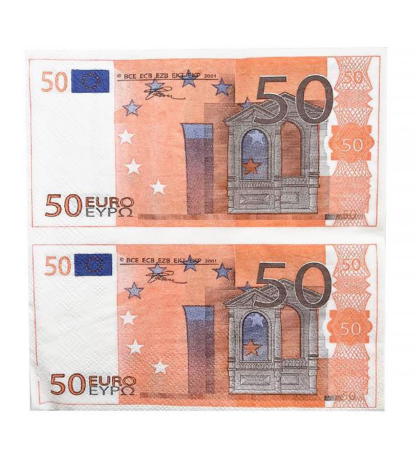 Салфетки праздничные 50 евро 33х33 см 20 шт. (1356067)