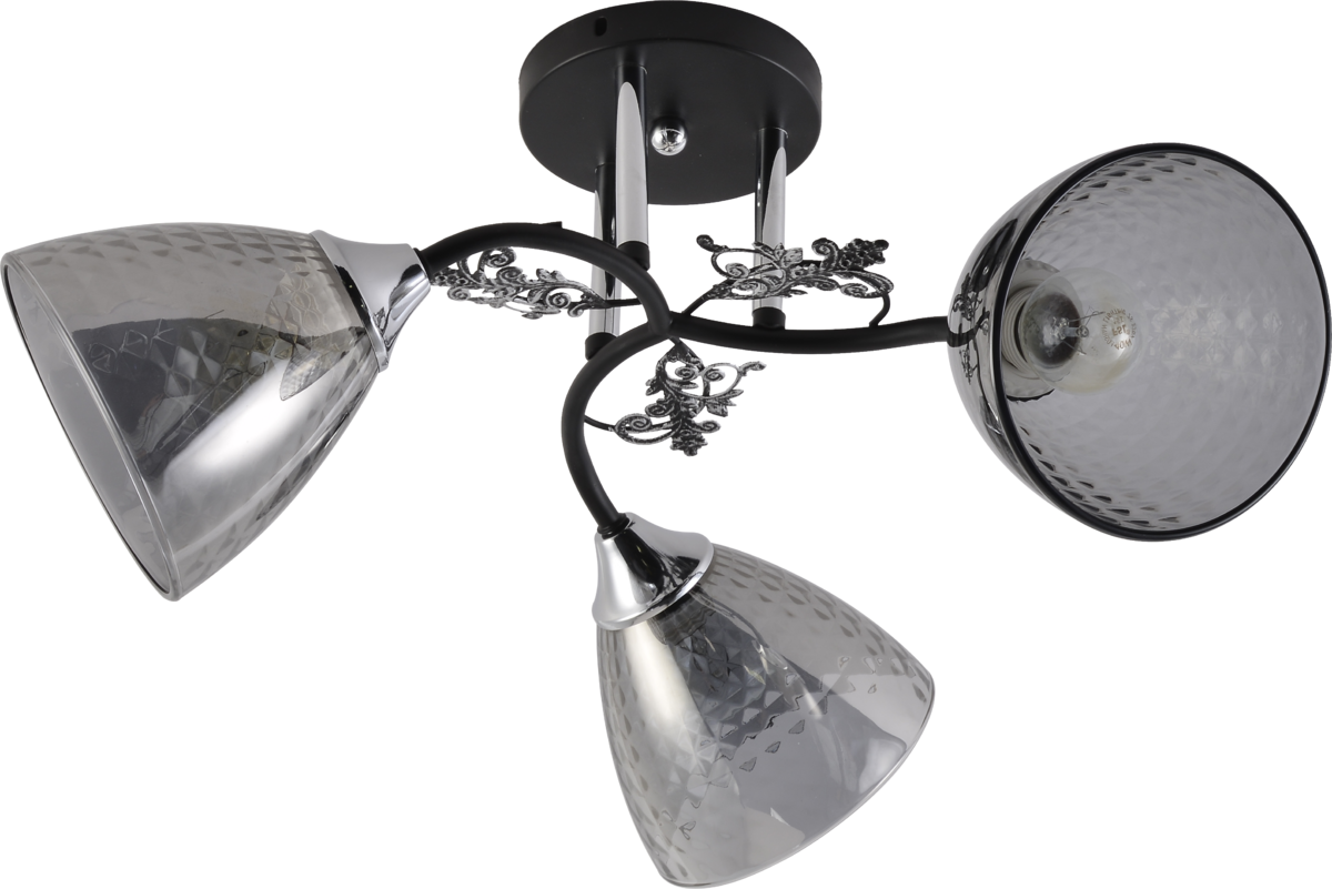 Люстра потолочная Light House SRS-20710/3 плафон дымчатый Черный/Хром