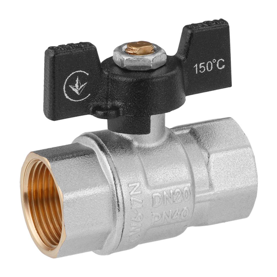 Кран кульовий Kroner ВВ PN40 3/4" метелик/нікельований (CV033209)