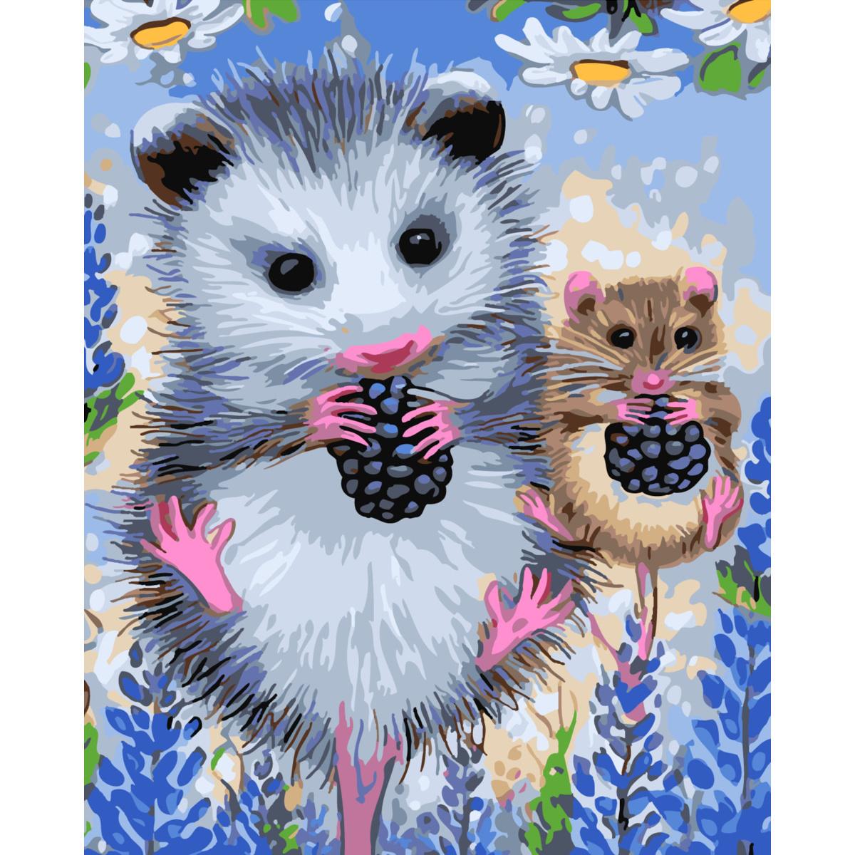 Картина по номерам Strateg Малышие опосумы с ягодками 30x40 см (SS-6444)