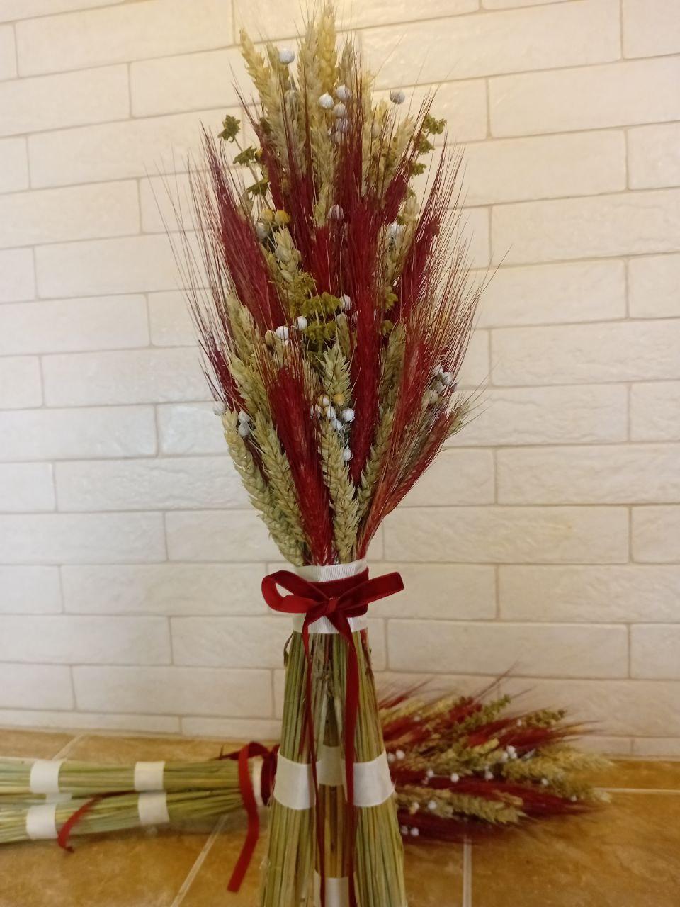 Дідух різдвяний з колосків пшениці льону та вівса 60-65 см з білою-червоною стрічкою (2794429313) Дідух різдвяний з колосків пшениці льону та вівса 60-65 см з білою-червоною стрічкою (2794429313)