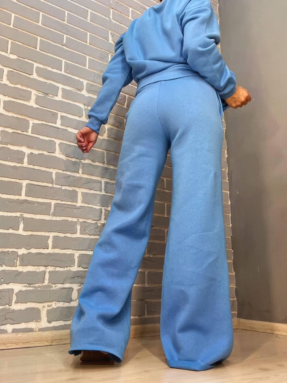 Костюм женский QUZEN 388-488 свитшот брюки палаццо широкие на флисе M Синий (859) - фото 6 Костюм женский QUZEN 388-488 свитшот брюки палаццо широкие на флисе M Синий (859) - фото 6